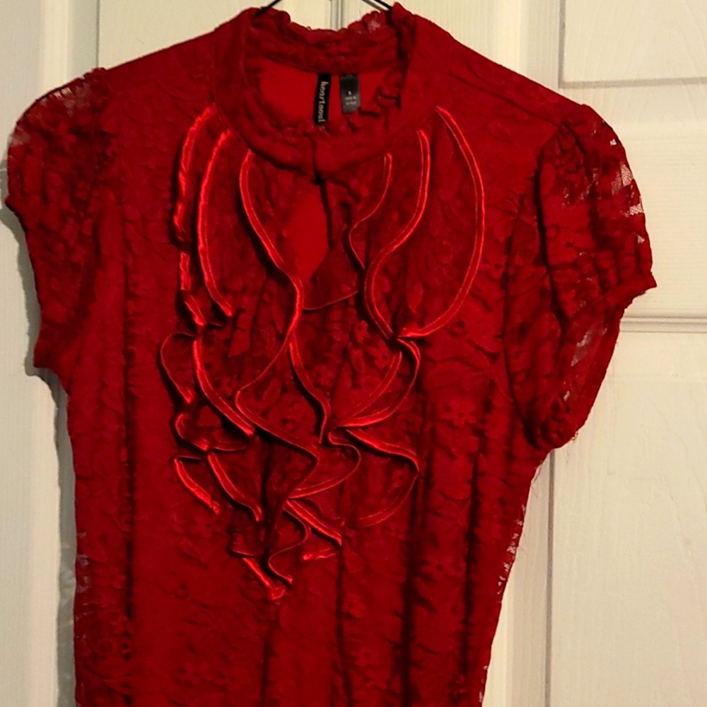 Red Lace Floral Top